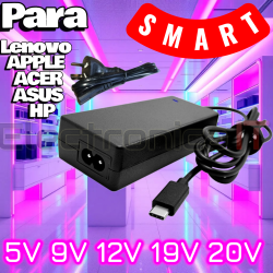 FUENTE TIP C SMART 5V 9V 12V 15V 19V 20V 3,25A 65W